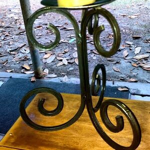 Wrought iron vintage, large three pillar candle holder